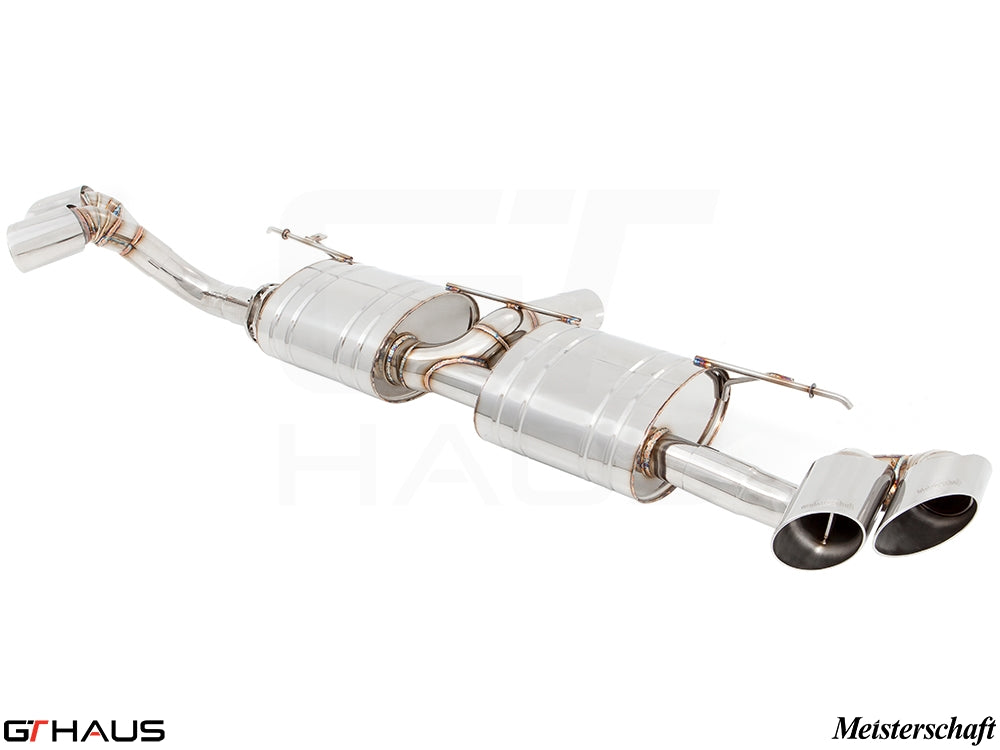 Premium Meisterschaft exhaust system for BMW E71 X6 SAV Sport 3.5i, featuring stainless steel construction and dual tips.