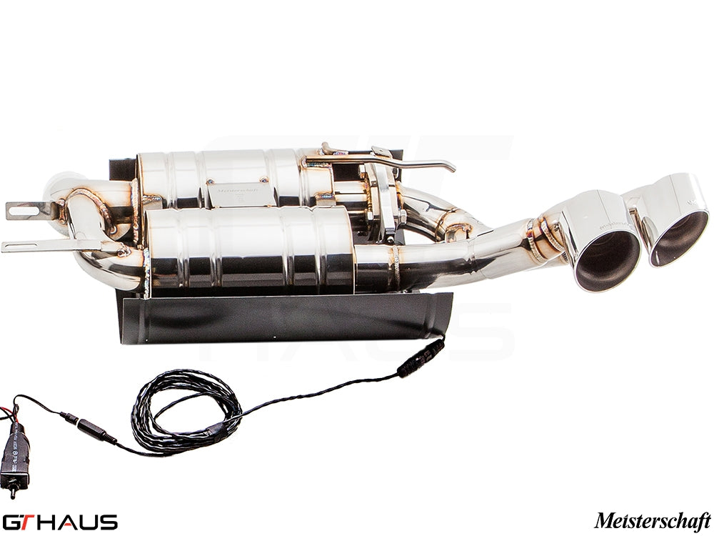 Premium exhaust system for BMW E71 X6 SAV Sport 5.0i, featuring dual tips and electronic valve control.
