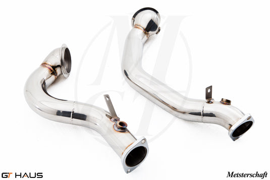 Premium stainless steel down pipes for BMW E82/88 1 Series 2008-2013 with 400 CEL sport cats for enhanced performance.