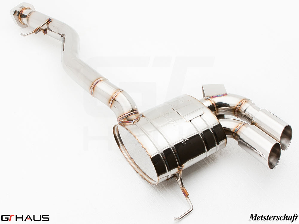 Premium stainless steel exhaust system for BMW E82/88 1 Series 135i, featuring dual tips and enhanced performance.