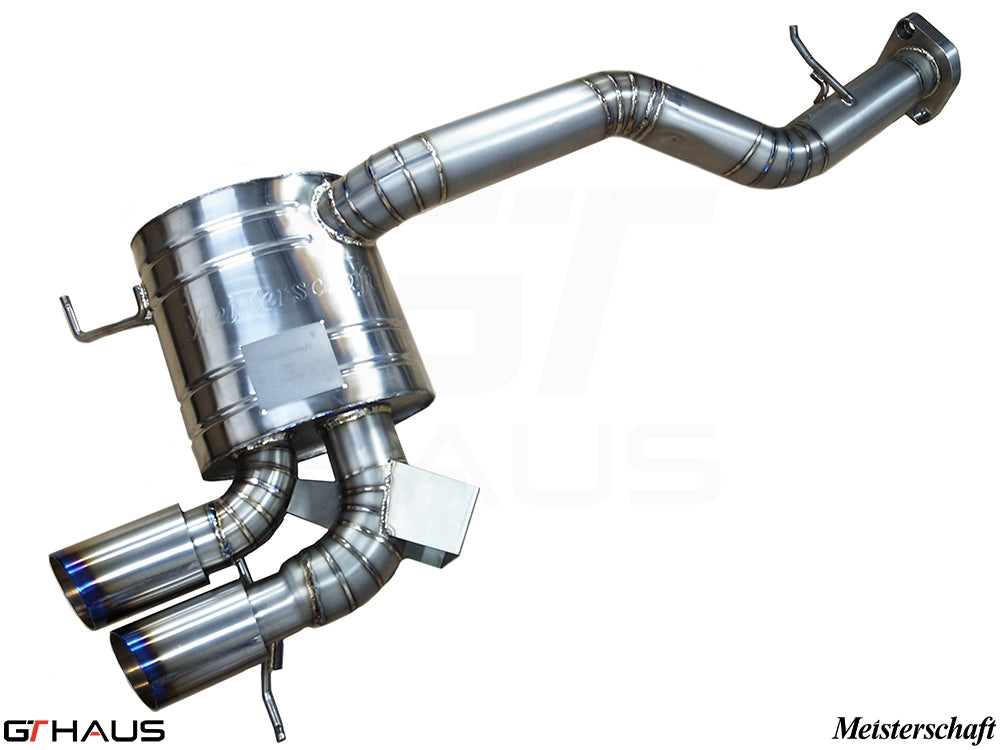 Premium stainless steel exhaust system for BMW E82/88 135i, featuring dual tips and enhanced performance design.