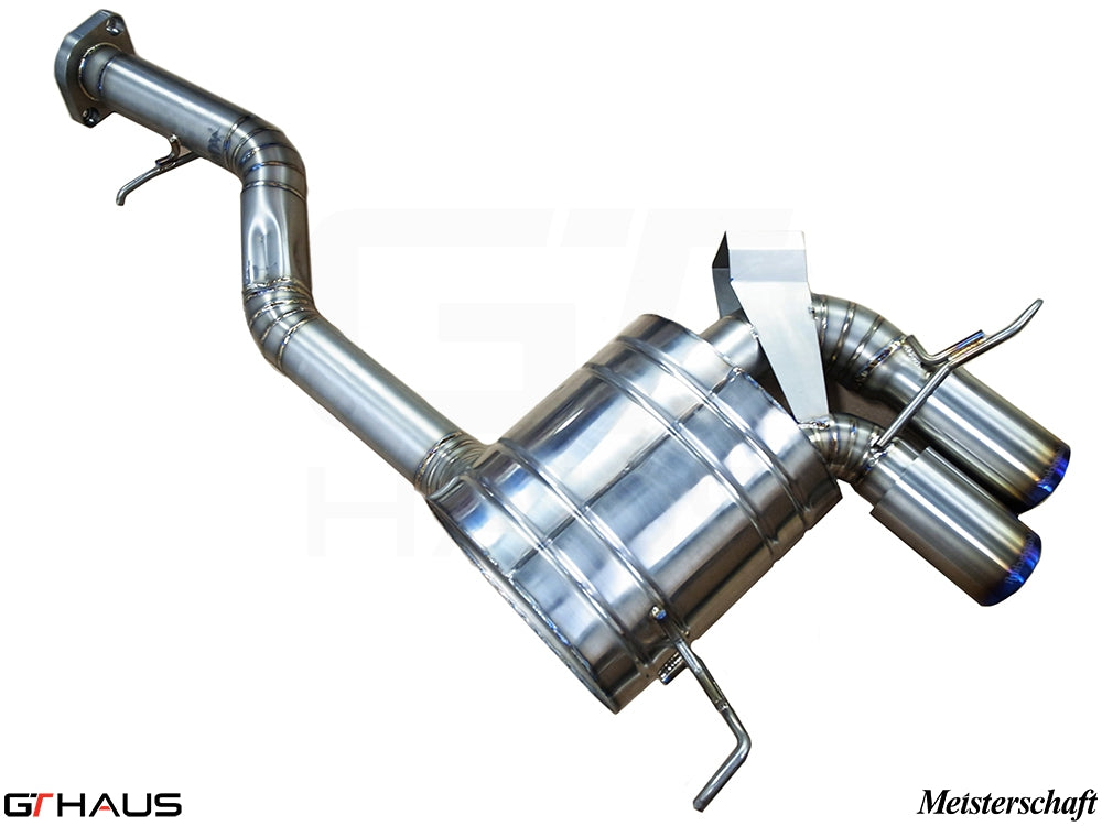 Premium stainless steel exhaust system for BMW E82/88 135i Coupe and Cabrio, enhancing performance and sound.