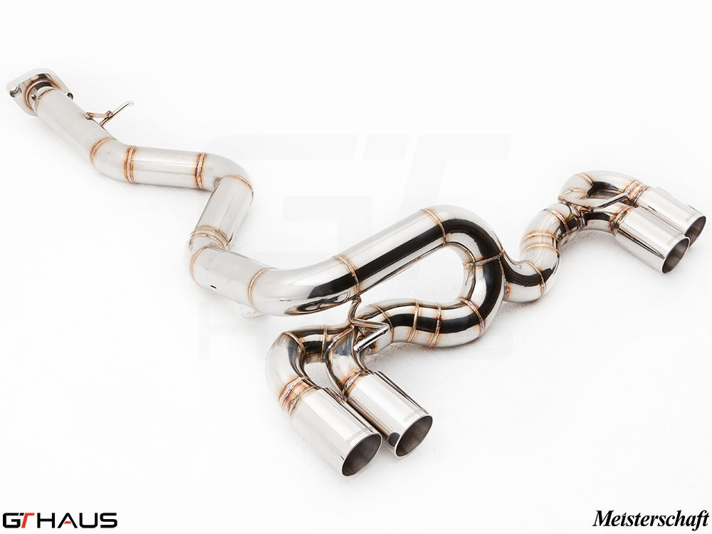 Premium stainless steel exhaust system for BMW E82/88 1 Series 1M, featuring dual tips and precision craftsmanship.