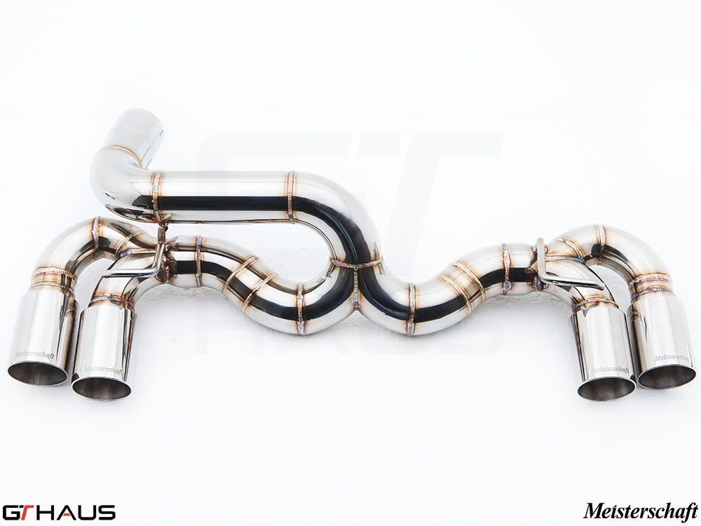 Premium stainless steel exhaust system for BMW E82/88 1 Series 1M, featuring a sleek design and performance enhancements.