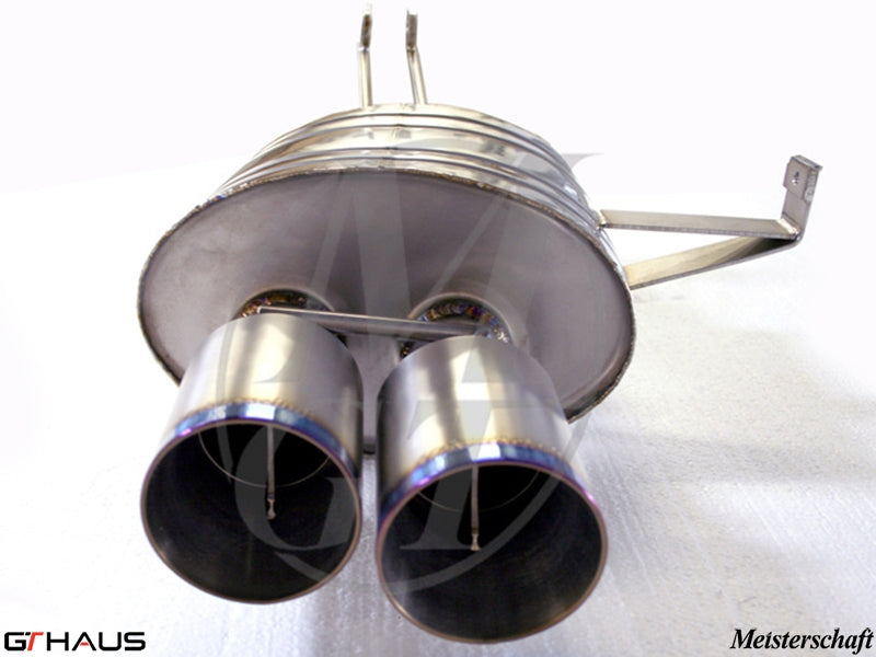 Premium exhaust system for BMW E85/86 Z4M, featuring dual tips and stainless steel construction for enhanced performance.