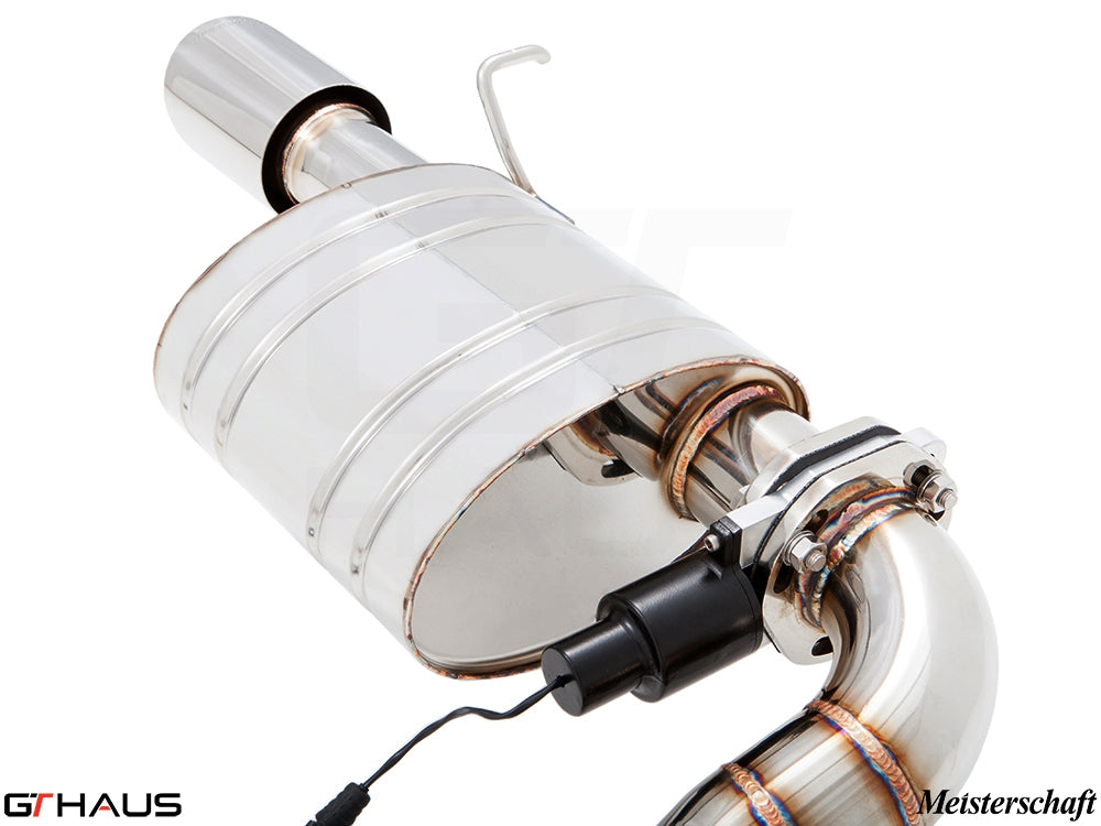 Premium exhaust system for BMW E89 Z4 3.5i/is featuring polished stainless steel and electronic valve control.