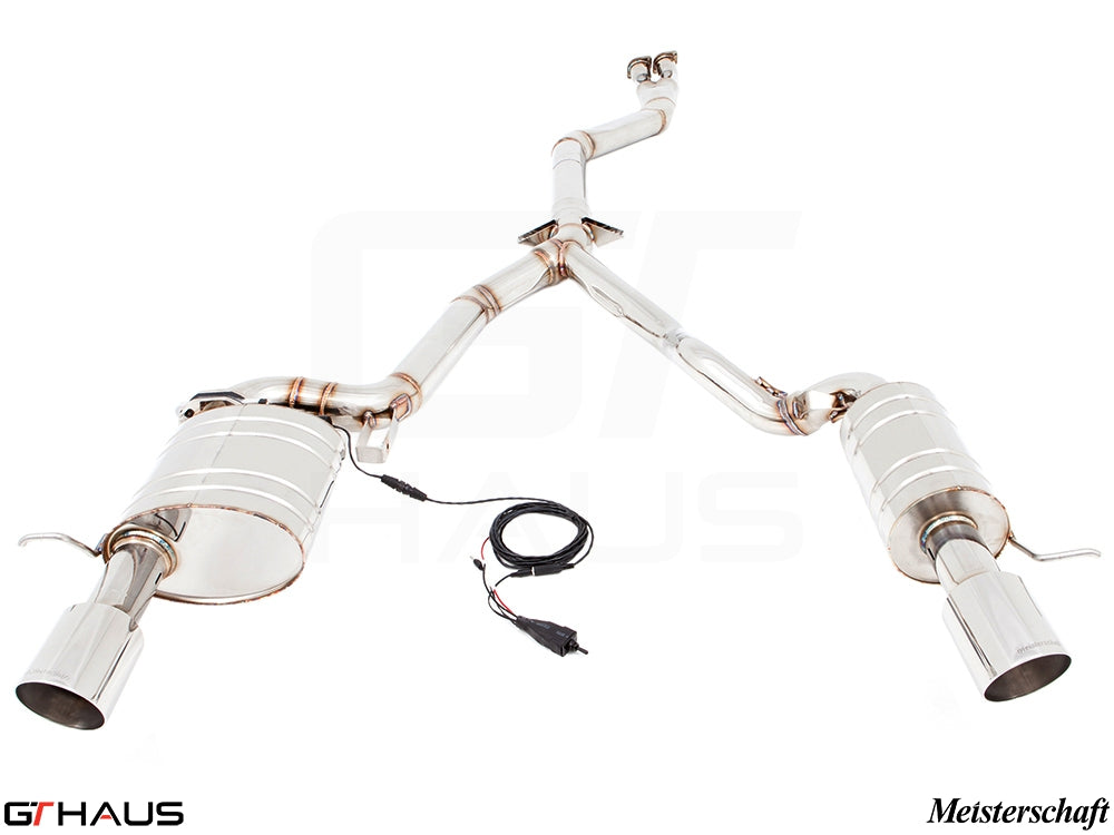 Premium exhaust system for BMW E89 Z4 3.5i/is featuring dual tips and electronic valve control for enhanced performance.