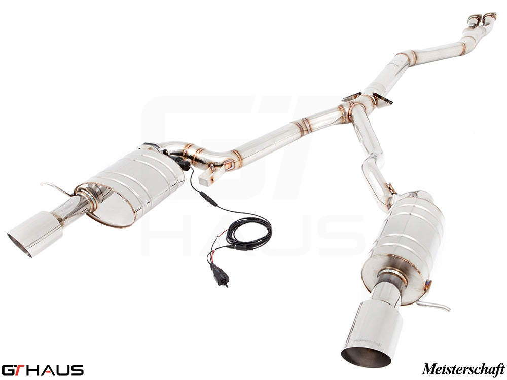 Premium stainless steel exhaust system for BMW E89 Z4 3.5i/is, featuring dual tips and electronic valve control.