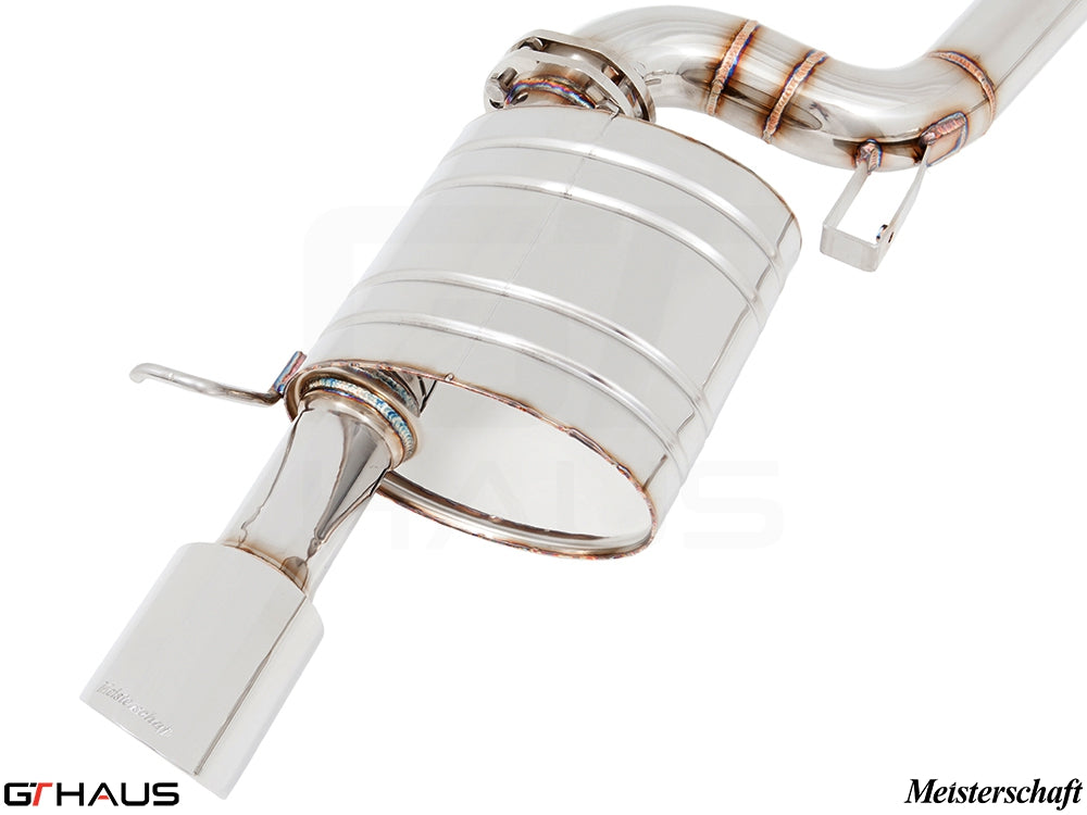 Premium Meisterschaft exhaust system for BMW E89 Z4 3.5i/is, featuring polished stainless steel and precise craftsmanship.