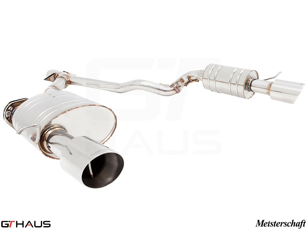 Premium exhaust system for BMW E89 Z4 3.5i/is, featuring stainless steel construction and polished tips for enhanced performance.