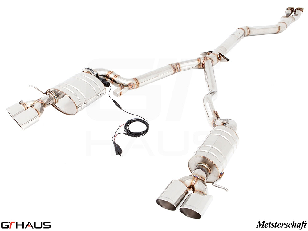 Premium performance exhaust system for BMW E89 Z4 3.5i/is, featuring stainless steel construction and electronic valve control.