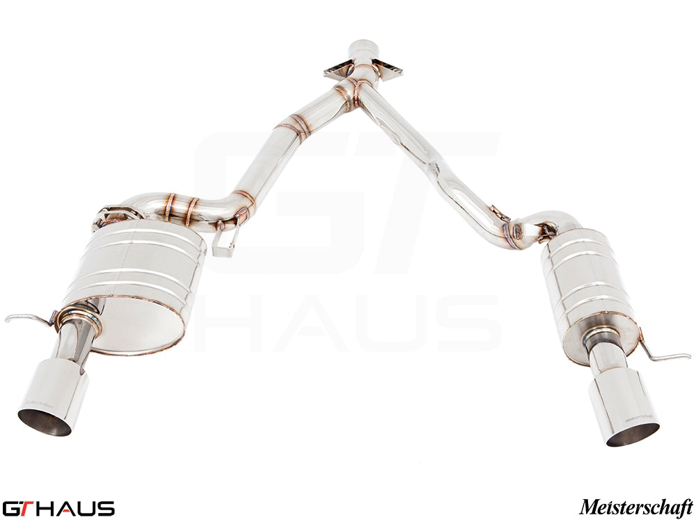 Premium performance exhaust system for BMW E89 Z4 3.5i/is, featuring stainless steel construction and dual tips.