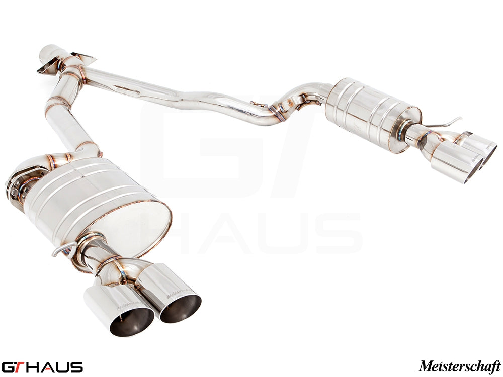 Premium exhaust system for BMW E89 Z4 3.5i/is featuring polished stainless steel and dual tips for enhanced performance.