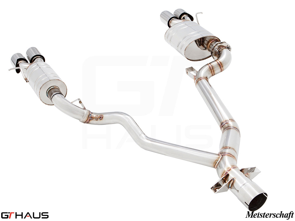 Premium exhaust system for BMW E89 Z4 3.5i/is featuring stainless steel construction and dual tips.