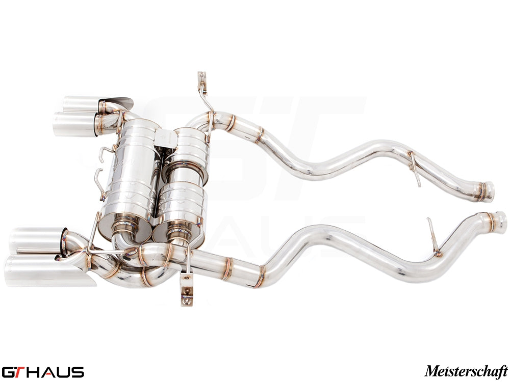 Premium exhaust system for BMW E90/92/93 M3 4.0L V8, featuring stainless steel construction and enhanced performance.