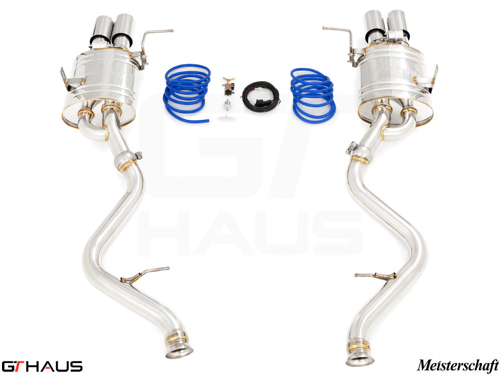 Premium exhaust system for BMW E90/92/93 M3 4.0L V8, featuring stainless steel construction and electronic valve control.