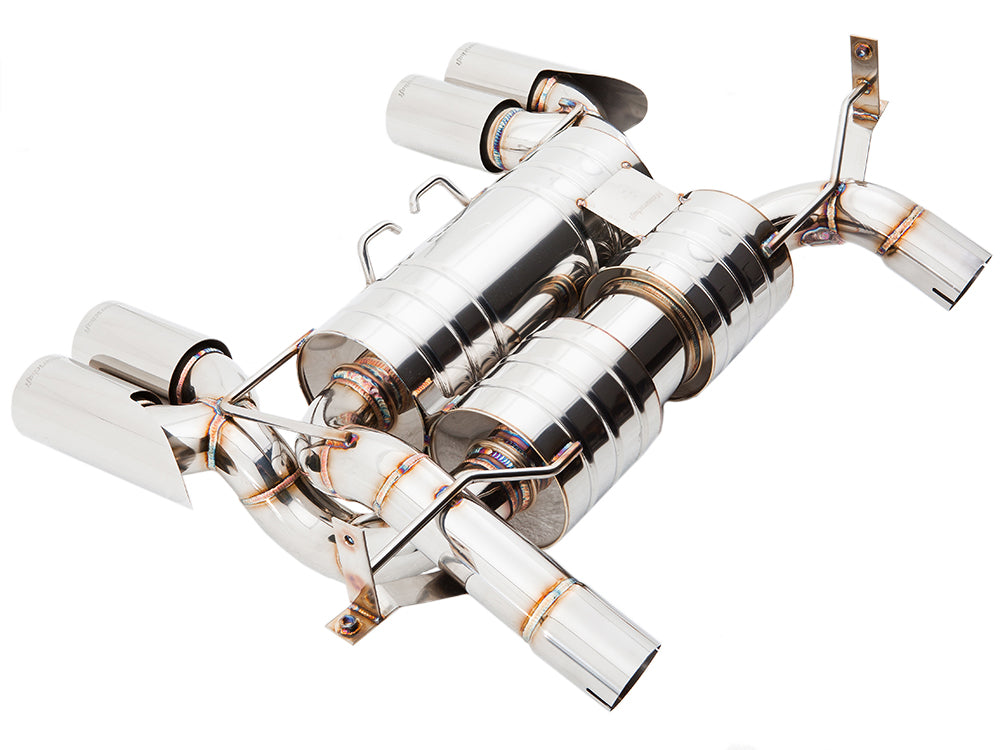 Premium stainless steel exhaust system for BMW E90/92/93 M3 4.0L V8, enhancing performance and sound.