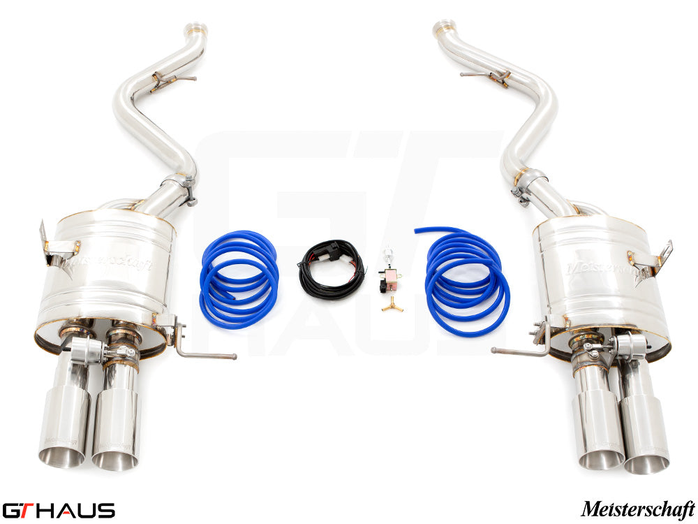 Premium exhaust system for BMW E90/92/93 M3 4.0L V8, featuring stainless steel construction and electronic valve control.