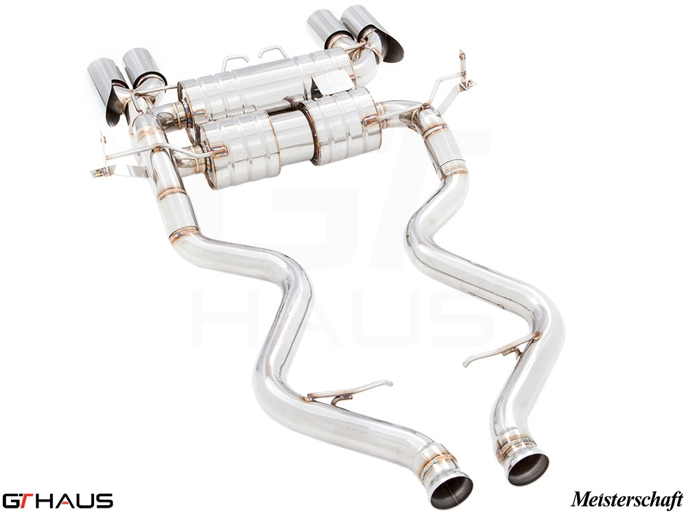 Premium exhaust system for BMW E90/92/93 M3 4.0L V8, featuring stainless steel construction and enhanced performance.