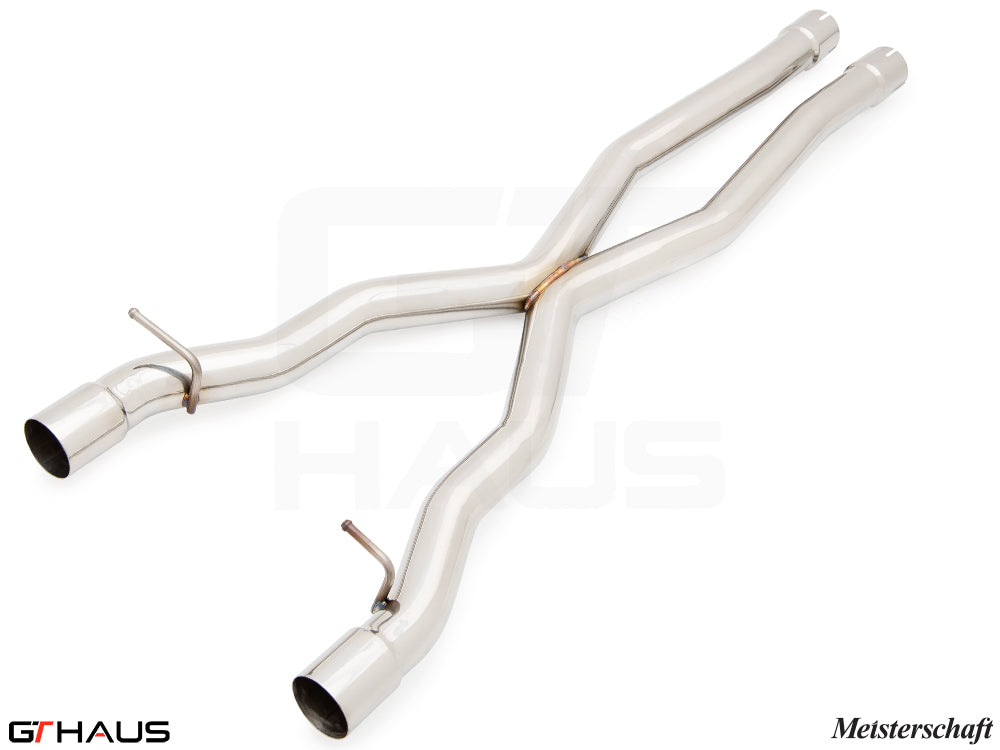 BMW F01/F02 7 Series 2009-2015 Cat-Back Mid Pipe Section 2, LWB version, featuring polished stainless steel construction.