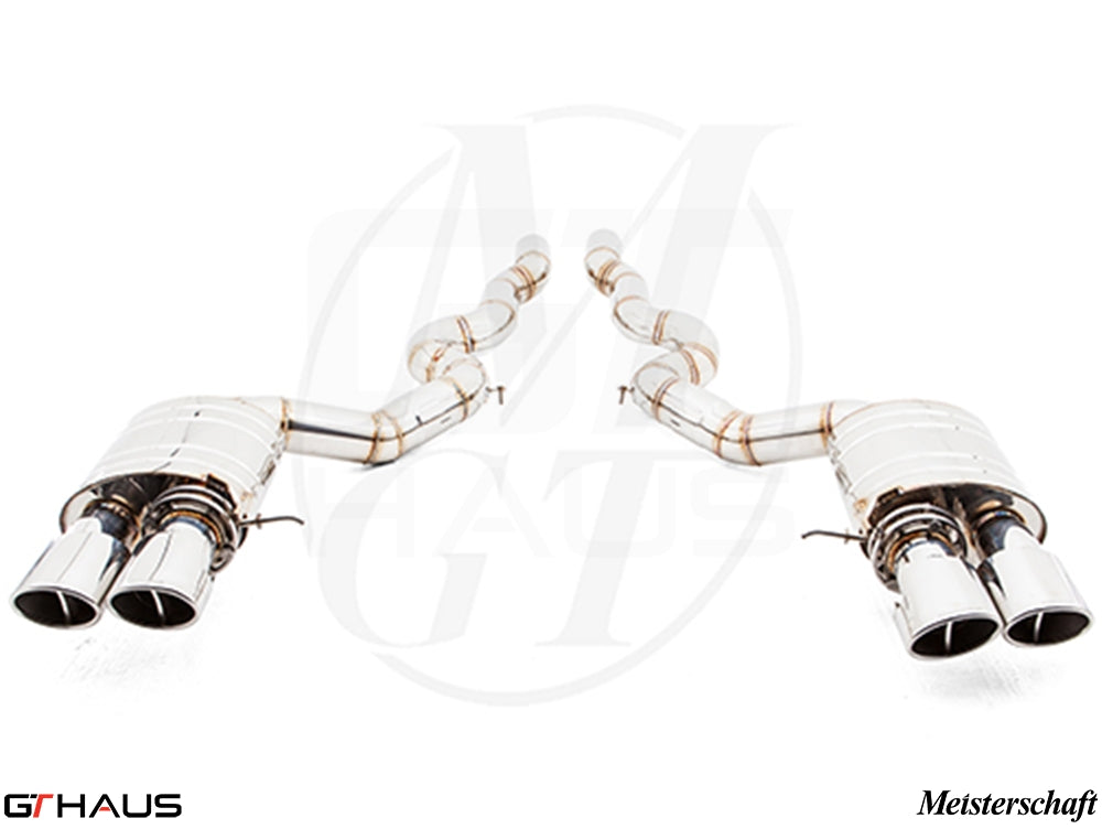 Premium exhaust system for BMW F06 M6 Gran Coupe, featuring dual tips and high-performance stainless steel construction.