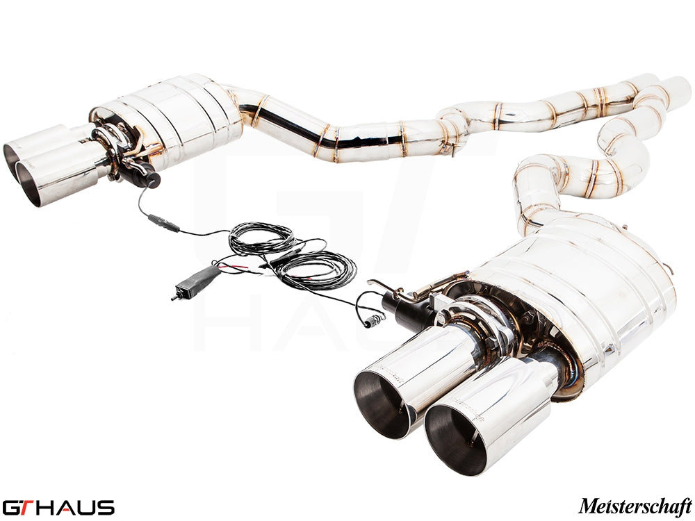 Premium exhaust system for BMW F06 M6 Gran Coupe V8 Twin Turbo, featuring stainless steel construction and electronic valve control.