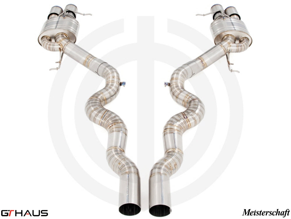 Premium exhaust system for BMW F06 M6 Gran Coupe V8 Twin Turbo, featuring stainless steel construction and dual tips.