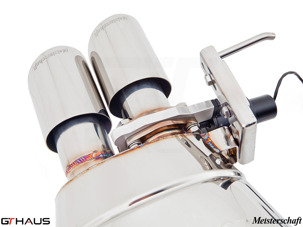 Premium exhaust system for BMW F10 5 Series 520D Diesel, featuring dual polished tips and electronic valve control.