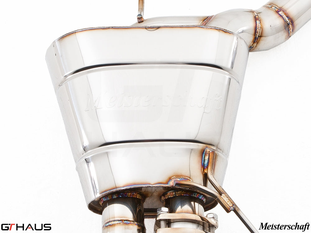 Premium Meisterschaft exhaust system for BMW F10 5 Series 520D Diesel, showcasing high-quality stainless steel craftsmanship.