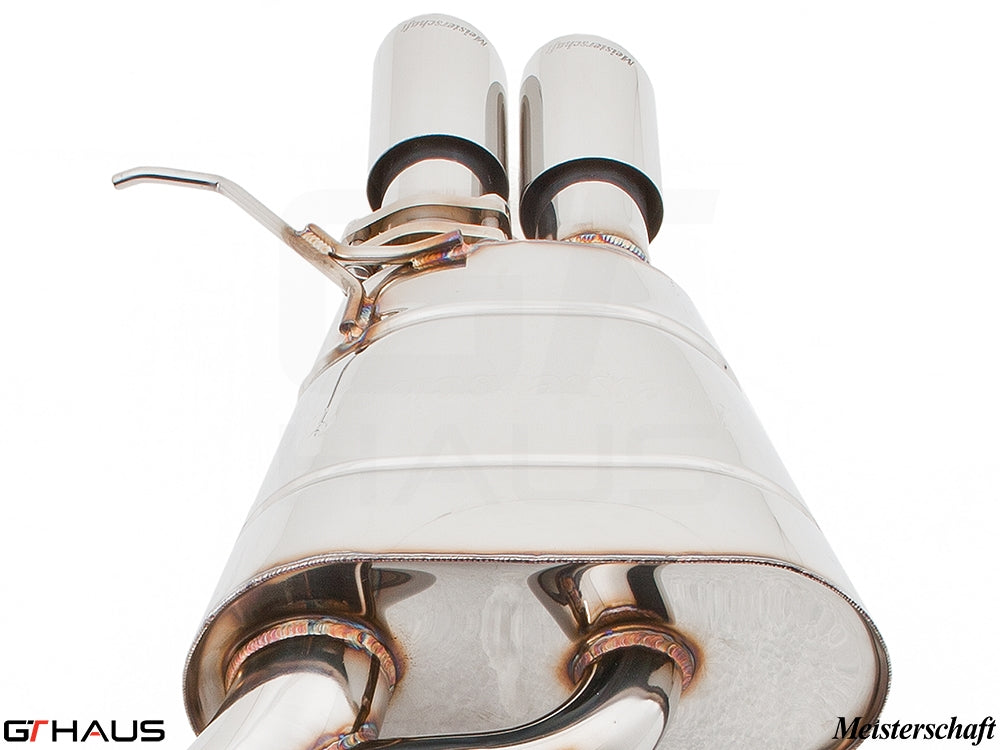 Premium stainless steel exhaust system for BMW F10 5 Series 520D Diesel, featuring dual tips and electronic valve control.