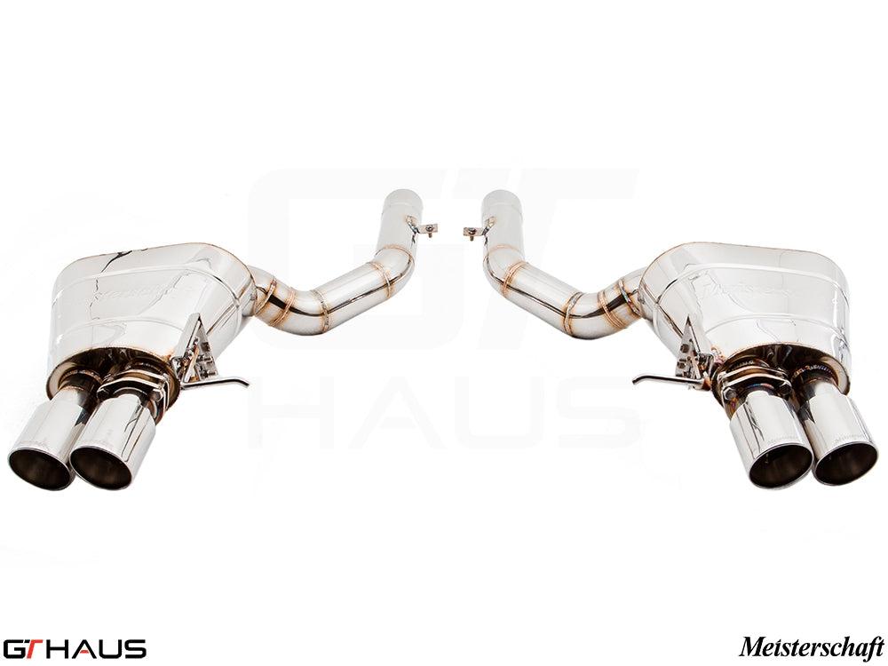 Premium Meisterschaft exhaust system for BMW F10 5 Series 520D Diesel (2012-2016) with polished dual tips.
