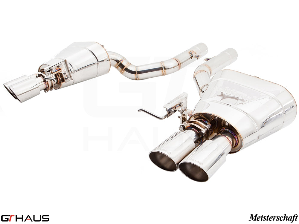 Premium performance exhaust system for BMW F10 5 Series 520D Diesel, featuring polished stainless steel and electronic valve control.