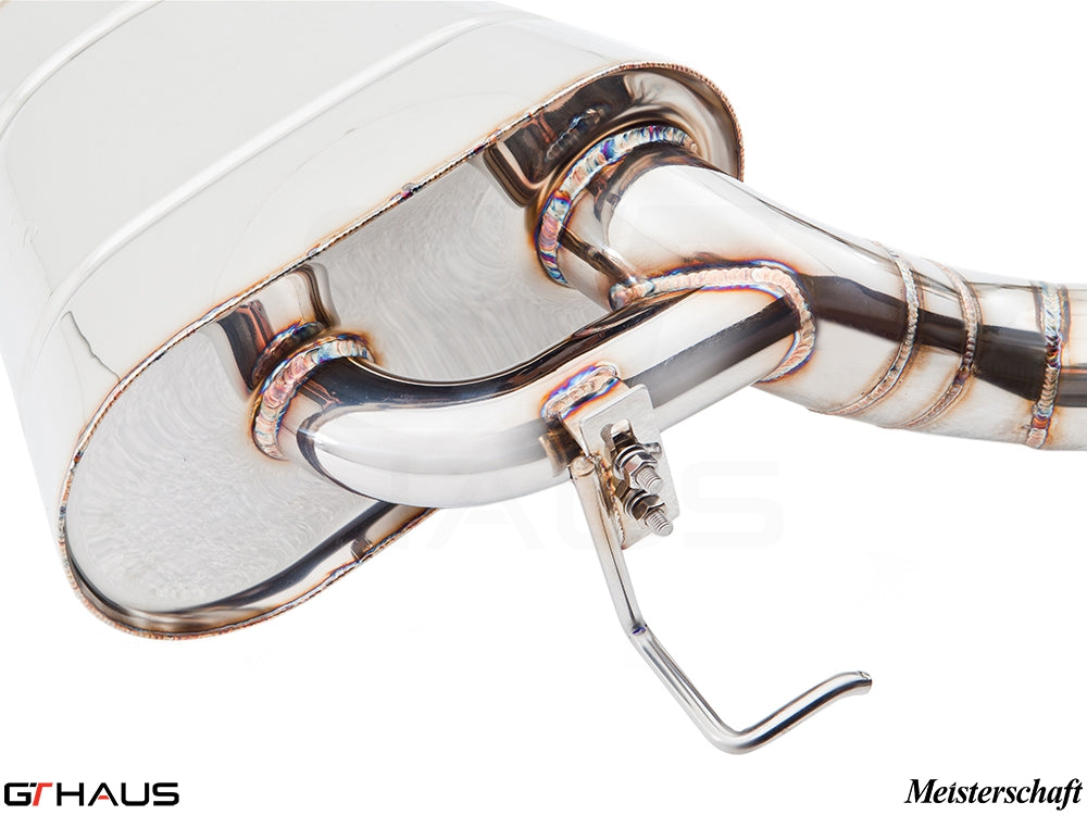 Premium exhaust system for BMW F10 5 Series 520D Diesel, showcasing polished stainless steel and electronic valve control.