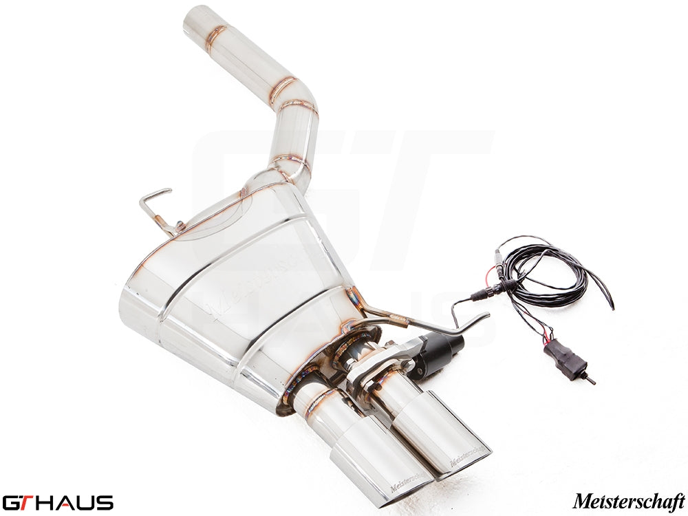 Premium performance exhaust system for BMW F10 528i, featuring stainless steel construction and electronic valve control.