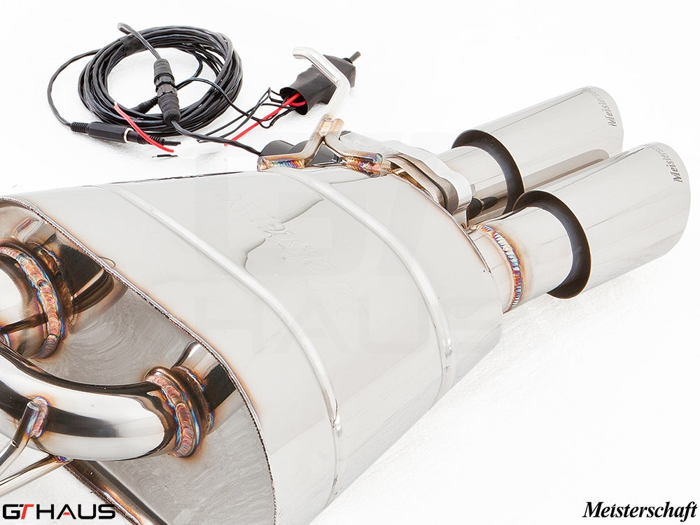 Premium performance exhaust system for BMW F10 528i, featuring stainless steel construction and electronic valve control.