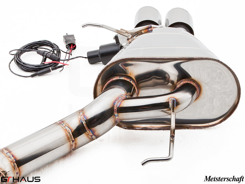 Premium performance exhaust system for BMW F10 528i, featuring stainless steel construction and electronic valve control.