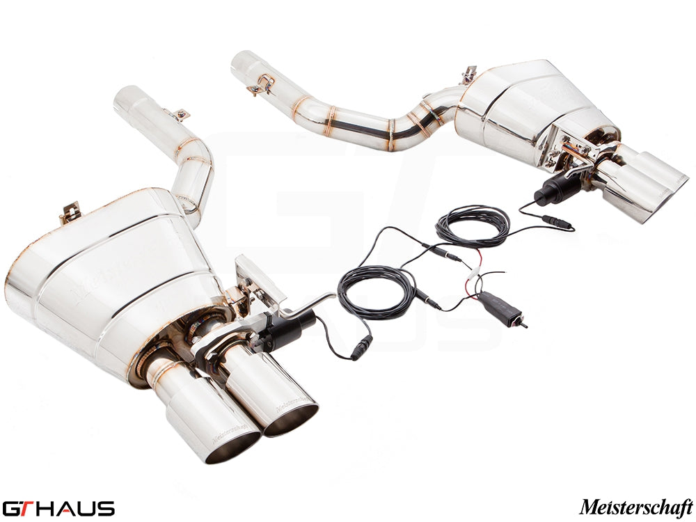 Premium performance exhaust system for BMW F10 528i, featuring stainless steel construction and electronic valve control.