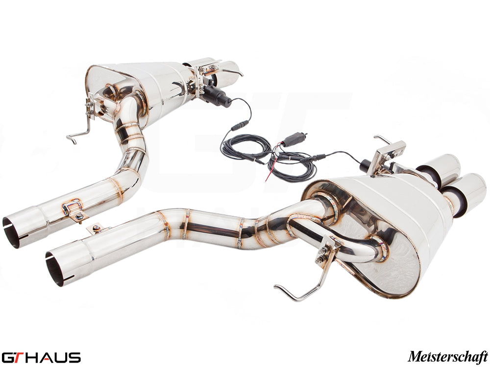 Premium performance exhaust system for BMW F10 528i Inline 4 2.0 Turbo, featuring stainless steel construction and electronic valve control.