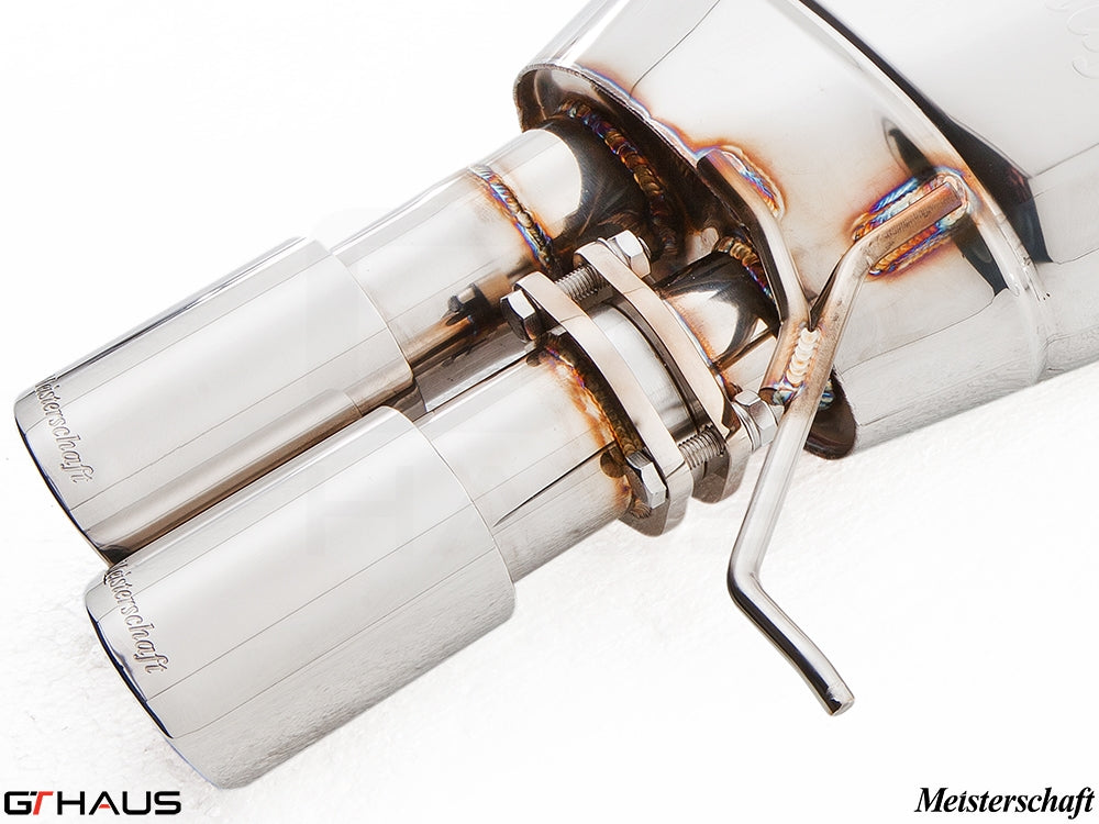 Premium exhaust tips for BMW F10 528i, showcasing polished stainless steel design and precision craftsmanship.