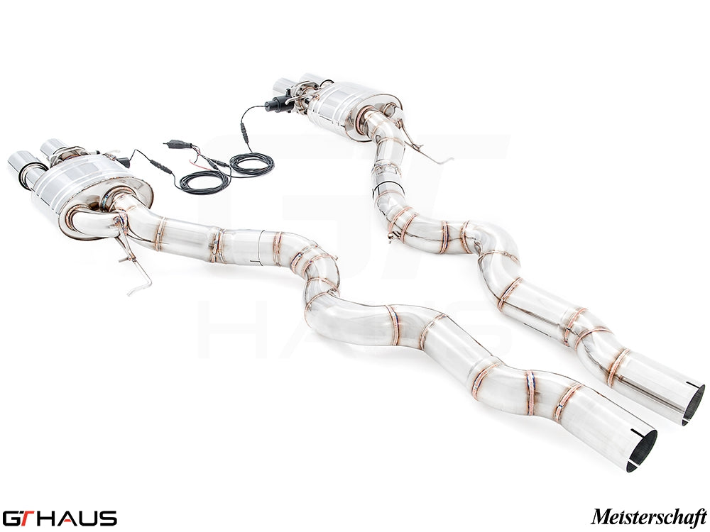 Premium exhaust system for BMW F10 M5 V8 Twin Turbo Sedan, featuring stainless steel construction and electronic valve control.