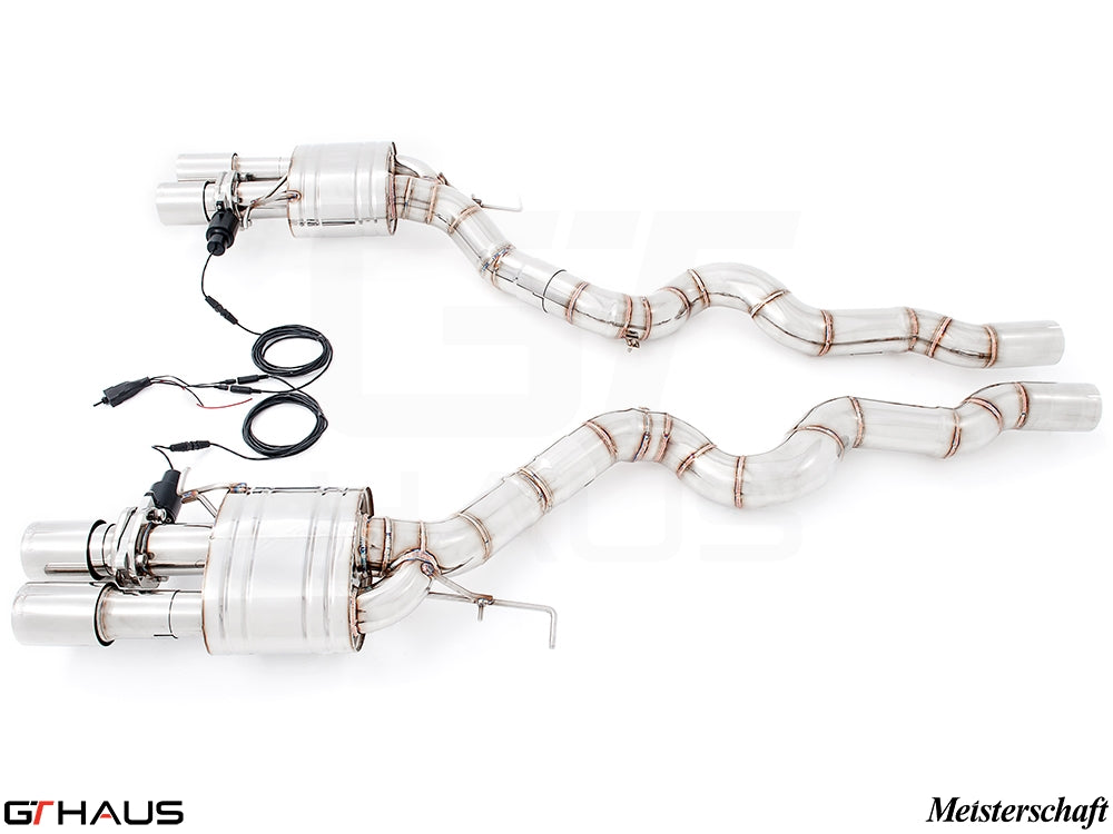 Premium exhaust system for BMW F10 M5 V8 Twin Turbo Sedan, featuring stainless steel construction and electronic valve control.