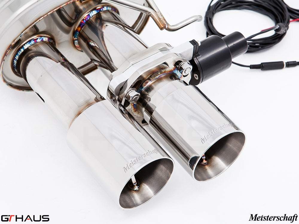 Premium exhaust tips for BMW F10 M5 V8 Twin Turbo, featuring electronic valve control for enhanced performance.