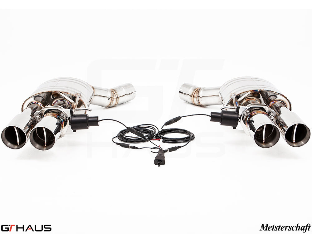 Premium exhaust system for BMW F10 M5 V8 Twin Turbo, featuring dual tips and electronic valve control for enhanced performance.