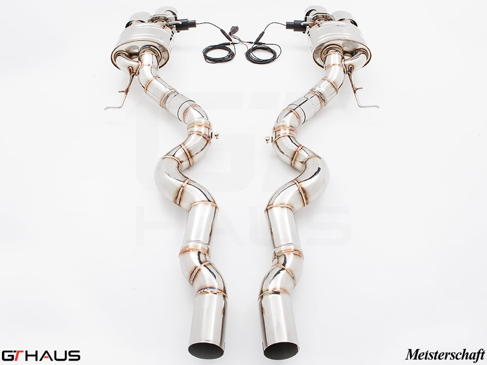 Premium exhaust system for BMW F10 M5 V8 Twin Turbo Sedan, featuring stainless steel construction and electronic valve control.