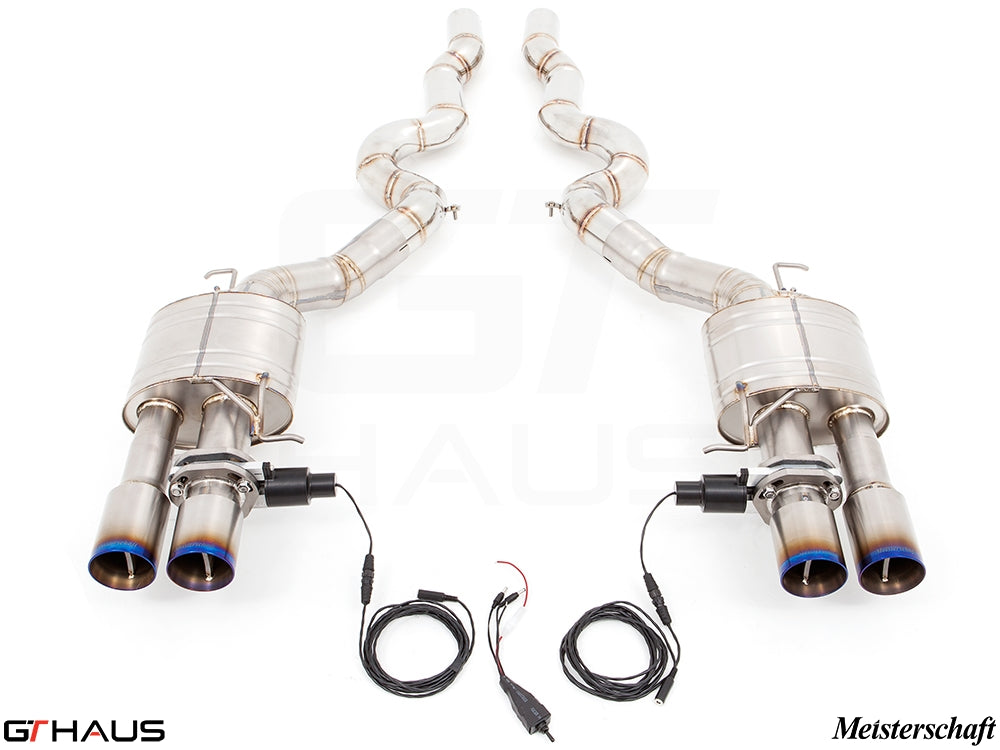 Premium exhaust system for BMW F10 M5 V8 Twin Turbo Sedan, featuring stainless steel construction and electronic valve control.
