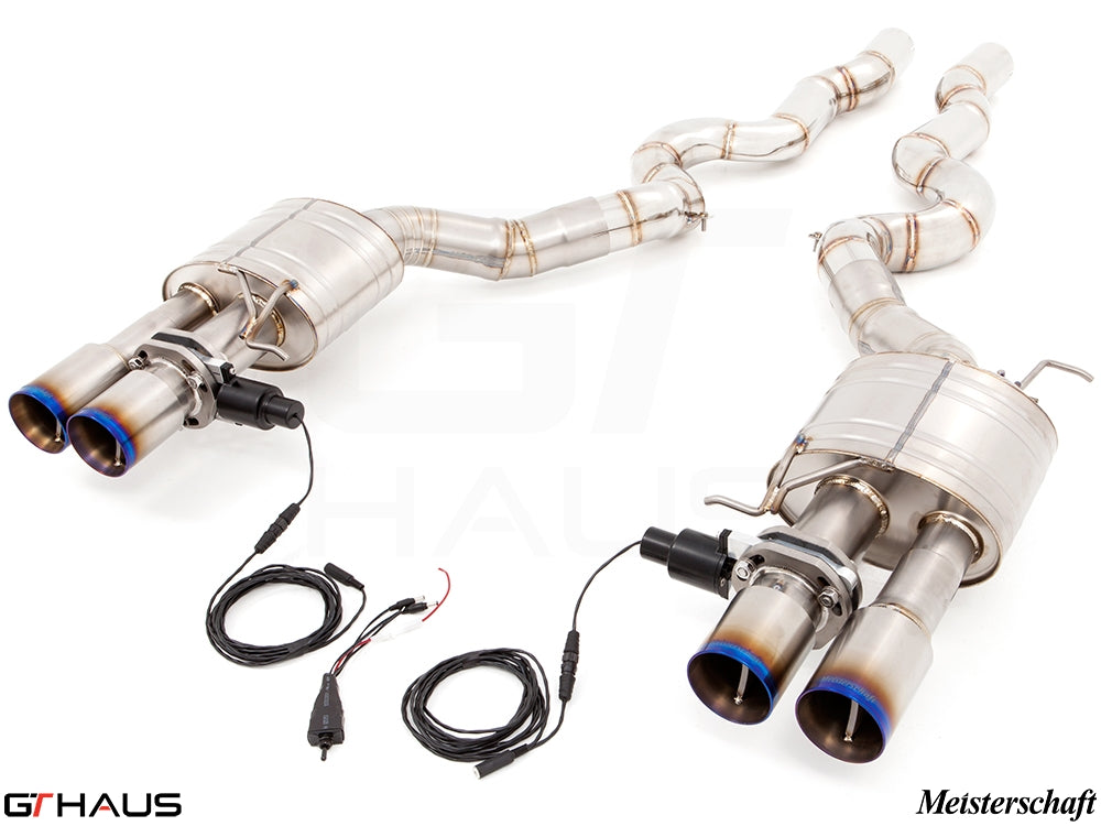 Premium exhaust system for BMW F10 M5 V8 Twin Turbo Sedan, featuring dual tips and electronic valve control.