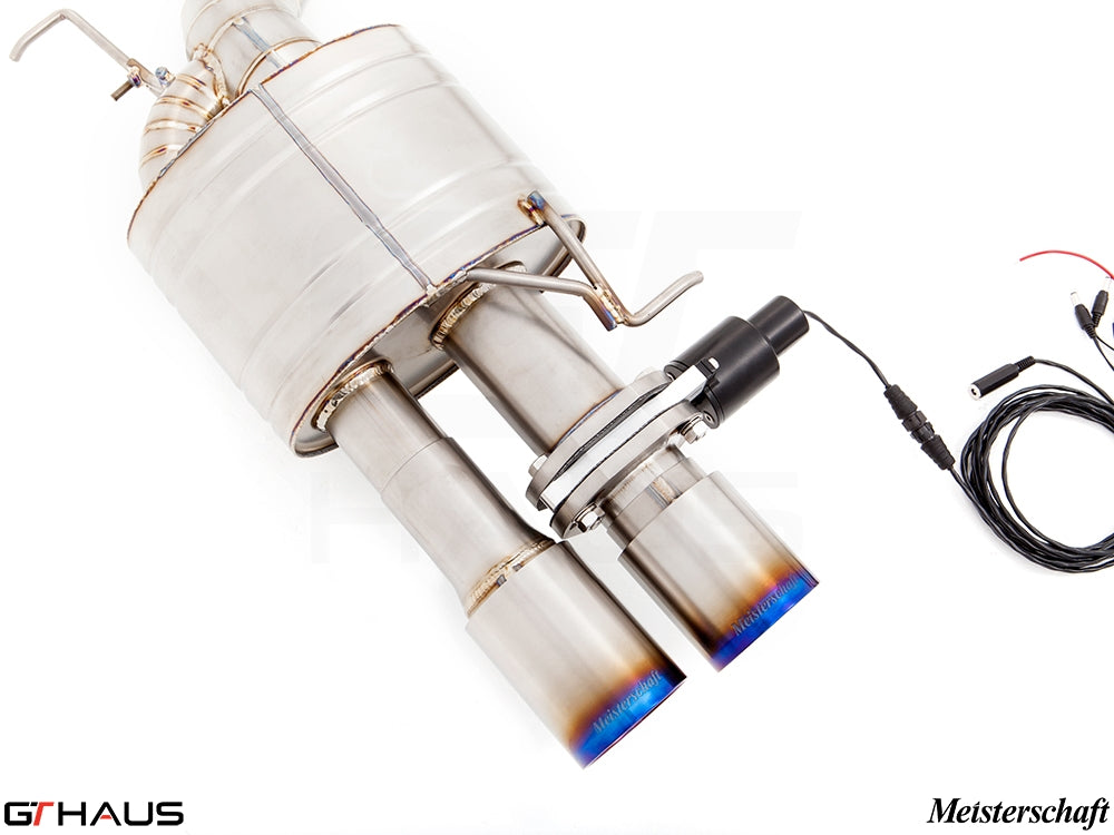 Premium performance exhaust system for BMW F10 M5 V8 Twin Turbo, featuring electronic valve control and stainless steel construction.