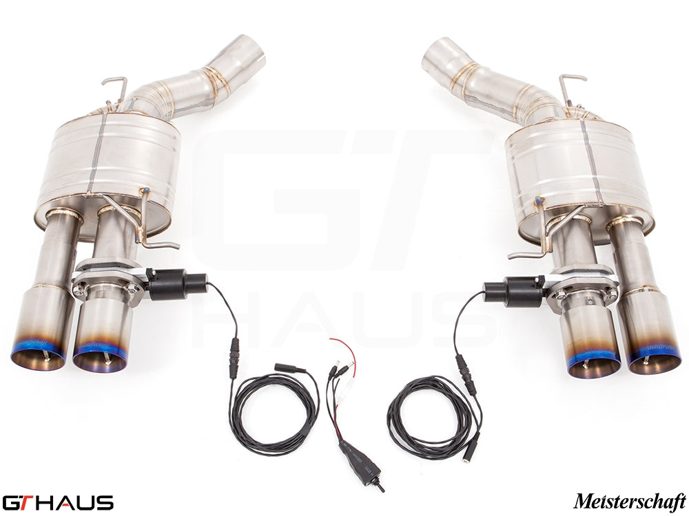 Premium exhaust system for BMW F10 M5 V8 Twin Turbo, featuring dual tips and electronic valve control.