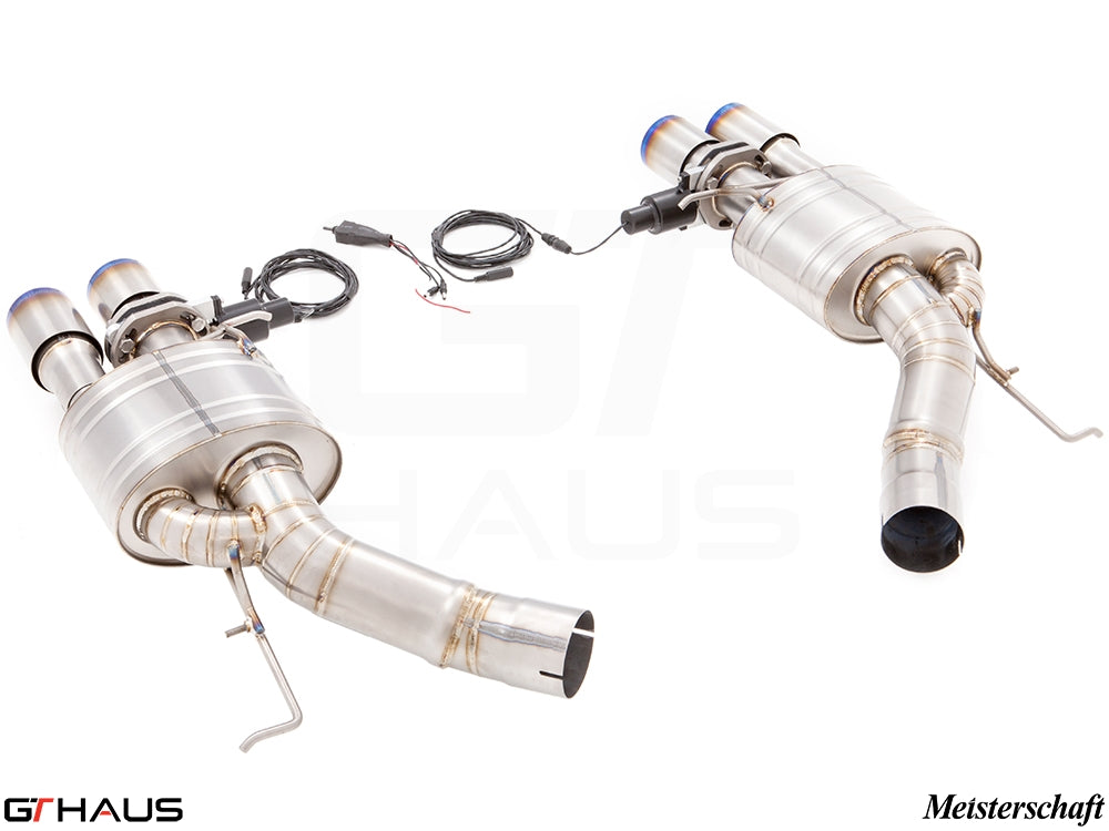 Premium exhaust system for BMW F10 M5 V8 Twin Turbo Sedan, featuring dual tips and electronic valve control.