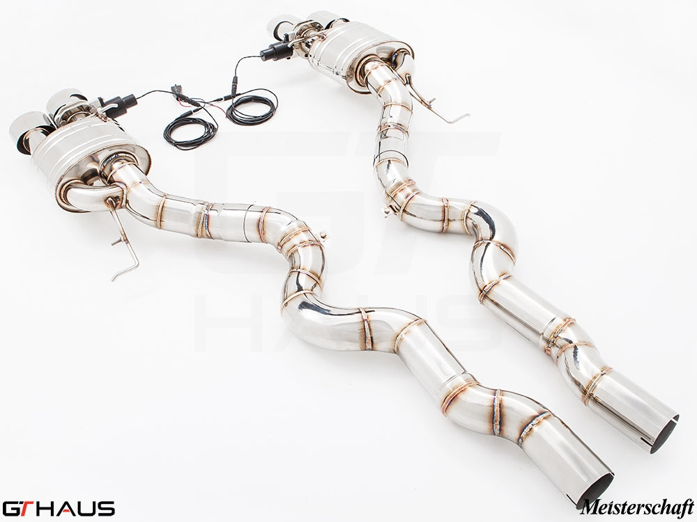 Premium exhaust system for BMW F10 M5 V8 Twin Turbo Sedan, featuring stainless steel construction and electronic valve control.